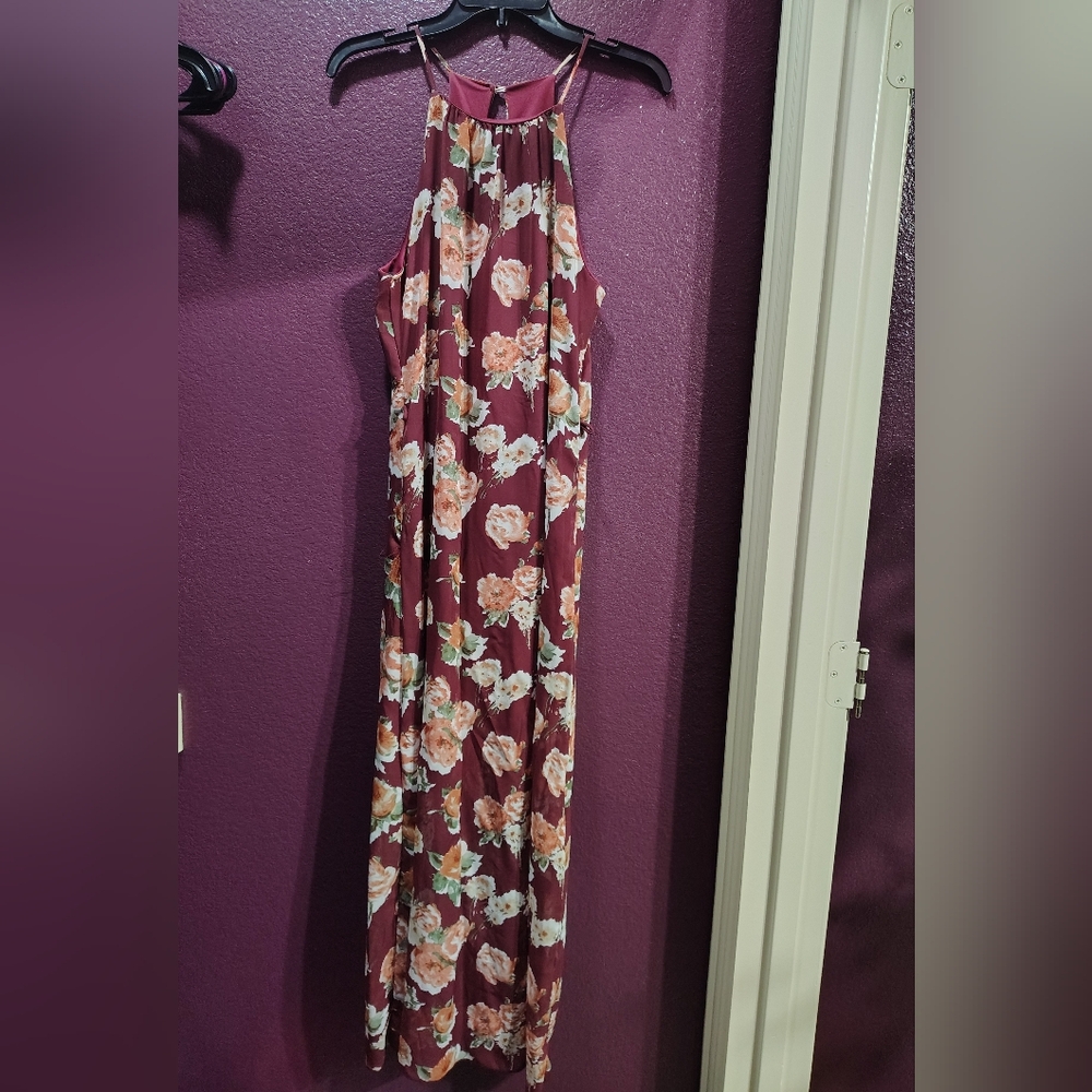 Fashion Magazine Pink Red Halter Sundress Maxi